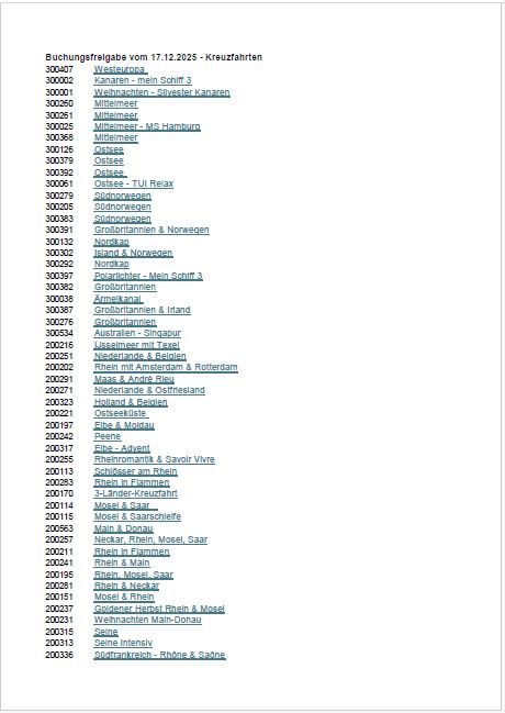 Buchungsfreigabe Kreuzfahrten 2026
