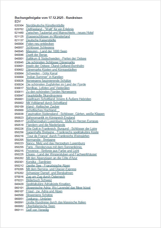 Buchungsfreigabe Rundreisen 2026