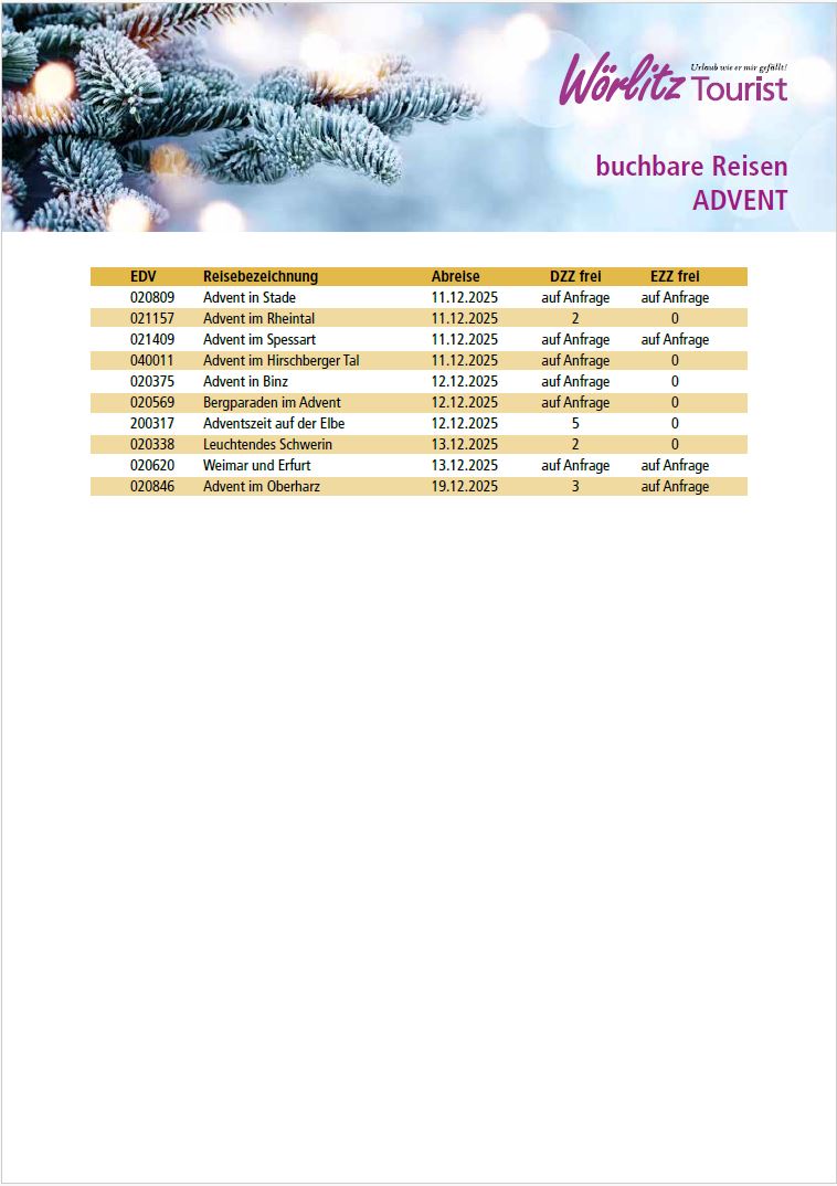 Vakanzen Advent Stand 01.12.2025