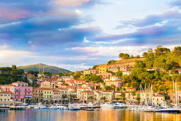Beautiful Isola Bella island with flower garden and sculptures on Lake Lago Maggiore, Stresa, Italy