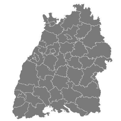 Moderne Karte - Baden-Württemberg Karte von Deutschland mit Landkreisen grau