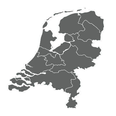 Karte der Benelux-Staaten mit den Regionen der Niederlande, Belgiens und Luxemburgs für Rundreisen und Flusskreuzfahrten in Westeuropa.