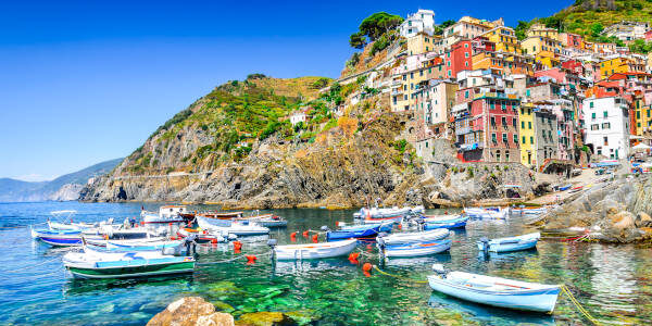 Cinque Terre. Riomaggiore village in a small valley in the Liguria region of Italy.