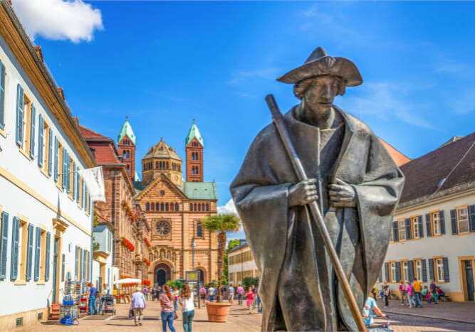 Busreisen nach Speyer mit Blick auf den Jakobspilger.