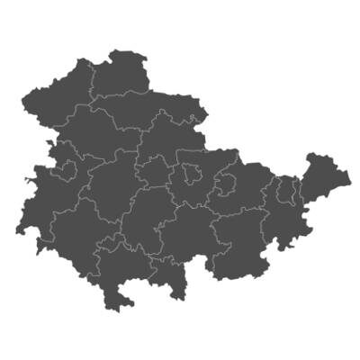 map of Thuringia state of Germany.