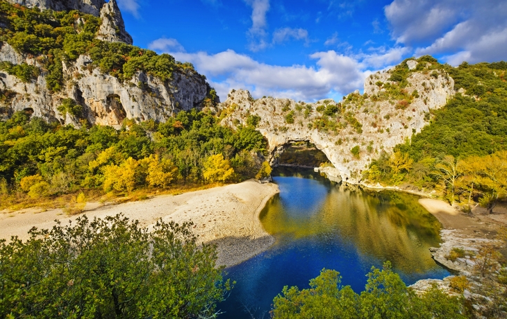 Natural arch over the river at Pont d'Arc in Ardeche