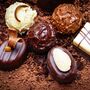 chocolate background with pralines
