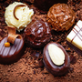 chocolate background with pralines
