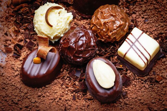 chocolate background with pralines