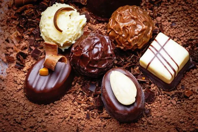 chocolate background with pralines