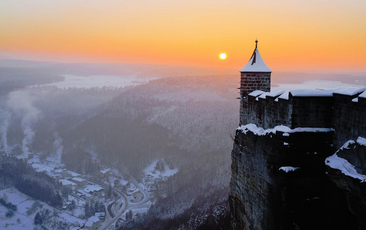 Festung Königstein im Sonnenuntergang