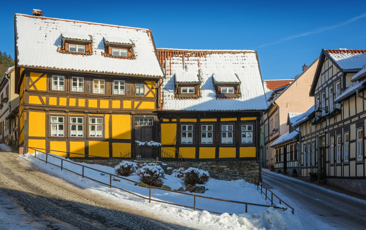 winterliches Stolberg im Harz, Deutschland